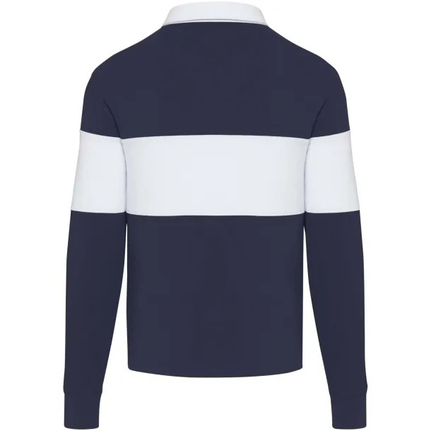 Clyde unisex organska polo majica s dugim rukavima, 280 g/m2 - Elevate NXT Mornarsko plava Bijela