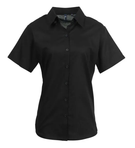  WOMEN'S SHORT SLEEVE SIGNATURE OXFORD BLOUSE - Premier Black