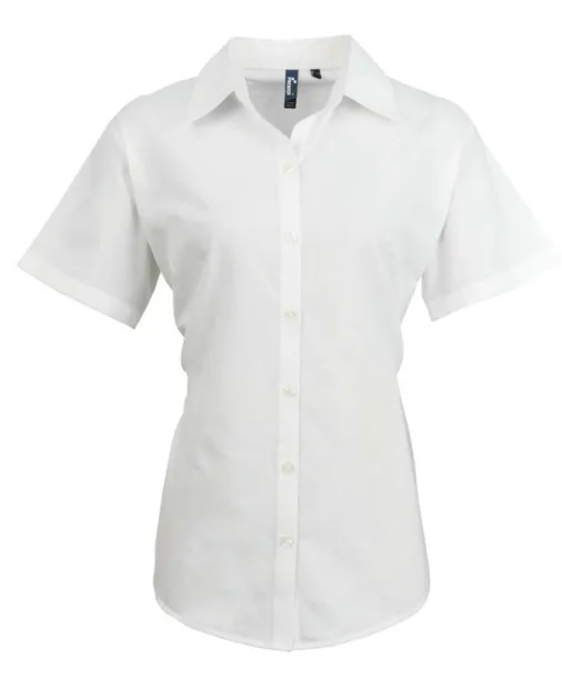  WOMEN'S SHORT SLEEVE SIGNATURE OXFORD BLOUSE - Premier White