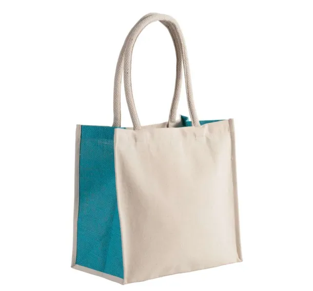  COTTON / JUTE TOTE BAG - 17L, 310 g/m2 - Kimood Natural Turquoise