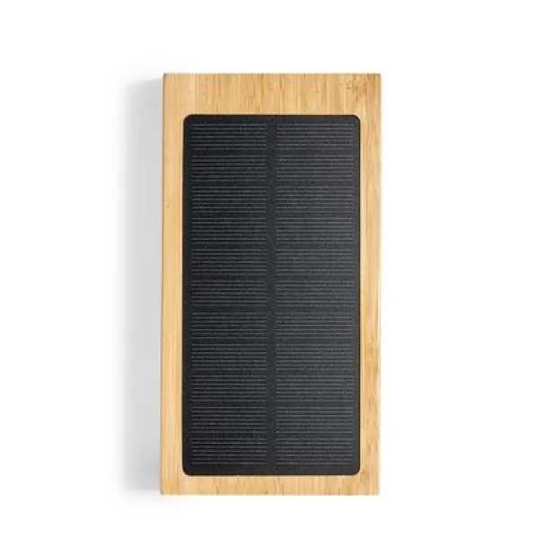  Bamboo power bank 10000 mAh, wireless charger 5W, solar charger brown