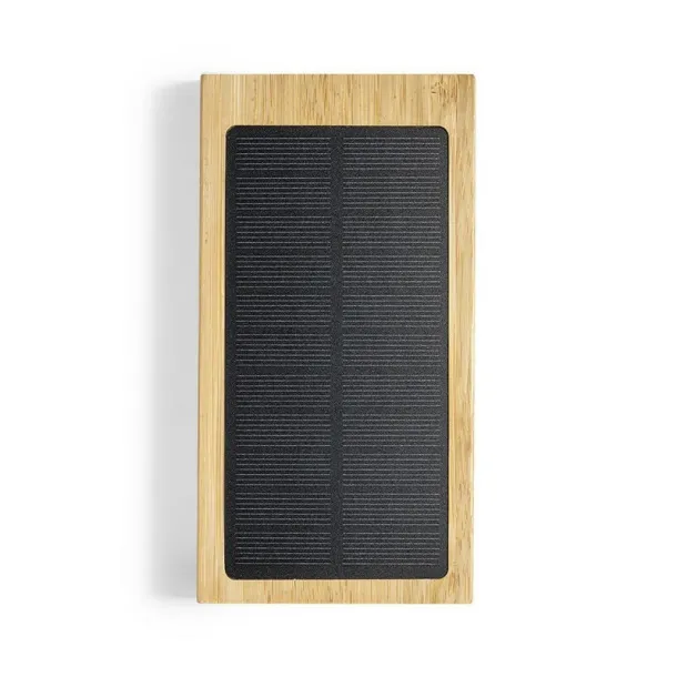  Bamboo power bank 10000 mAh, wireless charger 5W, solar charger brown