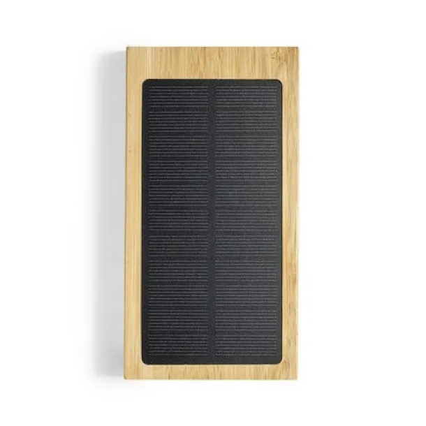  Bamboo power bank 10000 mAh, wireless charger 5W, solar charger brown