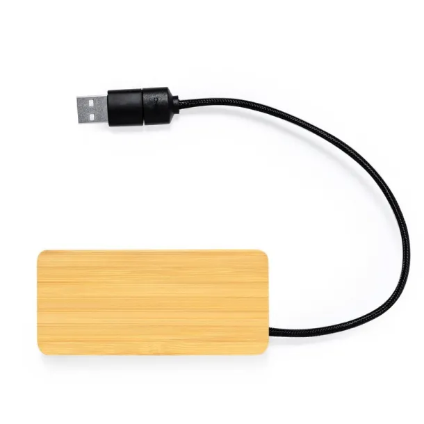  USB i USB tip C hub od bambusa neutral