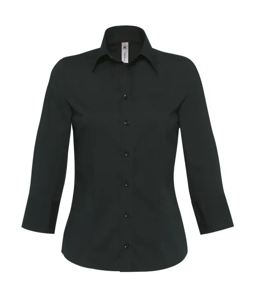  Milano/women Popelin Shirt 3/4 sleeves - B&C Black