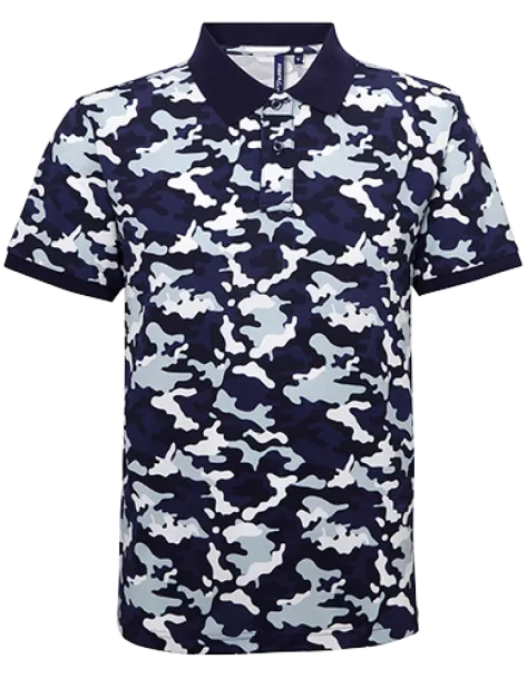  CAMO PIQUÉ POLO - Asquith & Fox Camo Blue #C8DAE4
