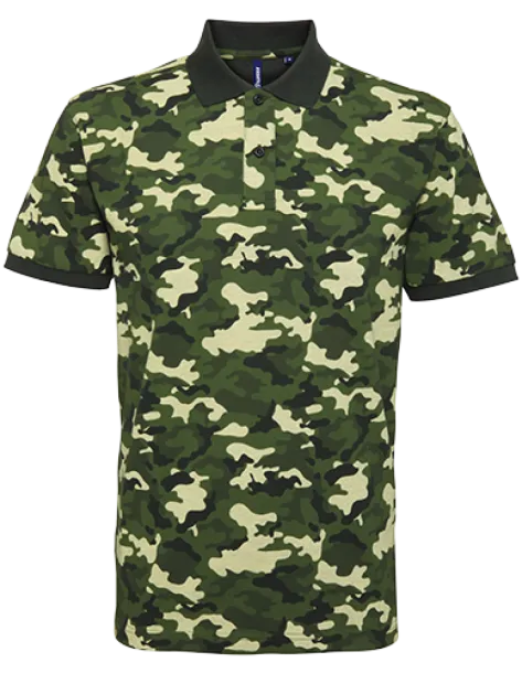 CAMO PIQUÉ POLO - Asquith & Fox Camo Green #D4D7AA