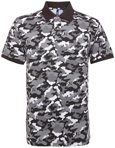  CAMO PIQUÉ POLO - Asquith & Fox Camo Grey #8C878E