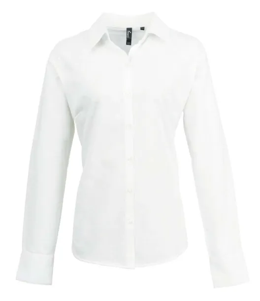  WOMEN'S LONG SLEEVE SIGNATURE OXFORD BLOUSE - Premier White