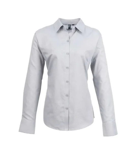  WOMEN'S LONG SLEEVE SIGNATURE OXFORD BLOUSE - Premier Silver