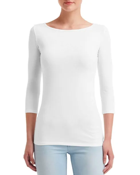  WOMEN'S STRETCH 3/4 SLEEVE TEE - Anvil White