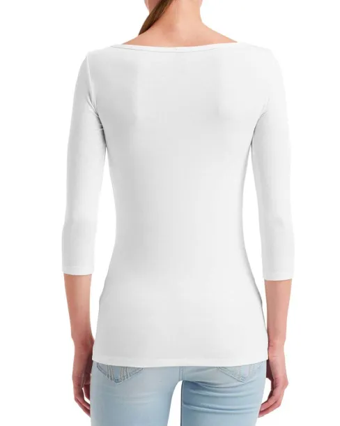  WOMEN'S STRETCH 3/4 SLEEVE TEE - Anvil White