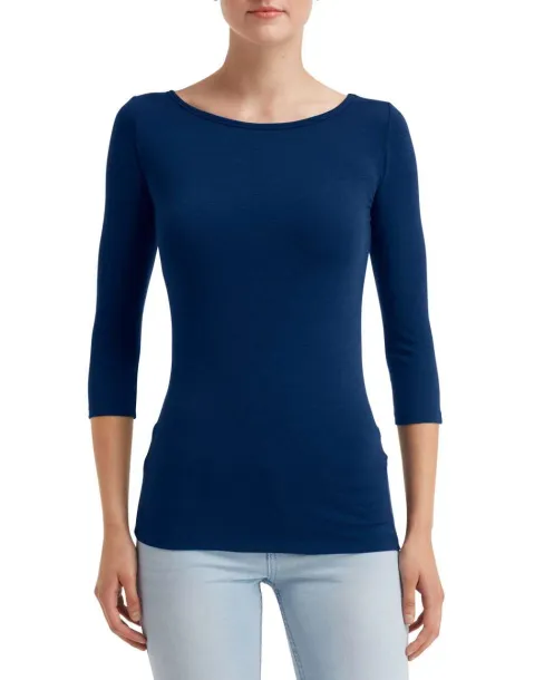  WOMEN'S STRETCH 3/4 SLEEVE TEE - Anvil Navy