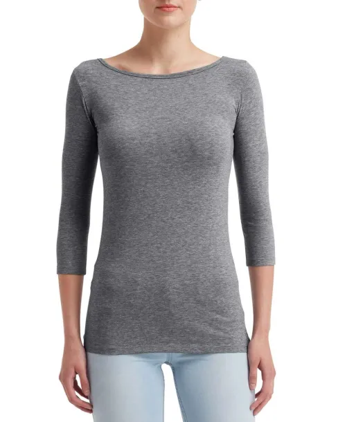  WOMEN'S STRETCH 3/4 SLEEVE TEE - Anvil Graphite Heather