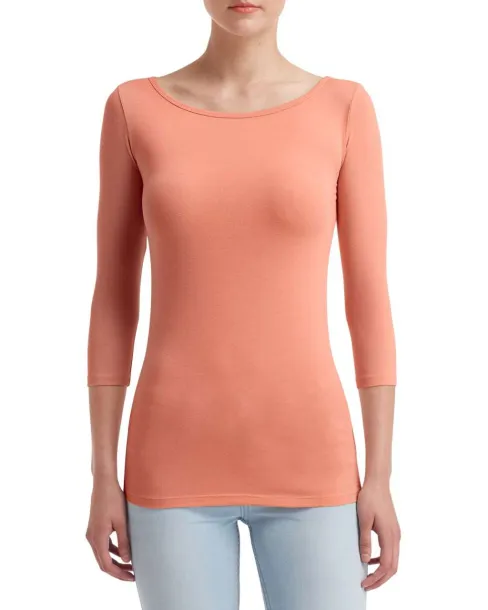  WOMEN'S STRETCH 3/4 SLEEVE TEE - Anvil Terracotta