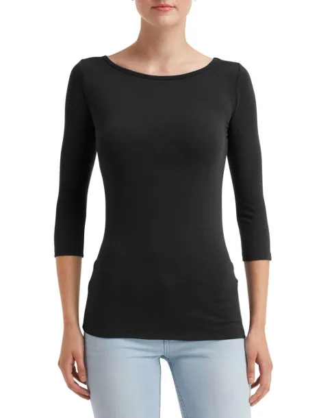  WOMEN'S STRETCH 3/4 SLEEVE TEE - Anvil Black