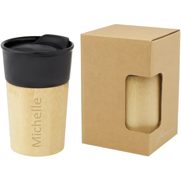 Pereira 320 ml porcelain mug with bamboo outer wall Solid black