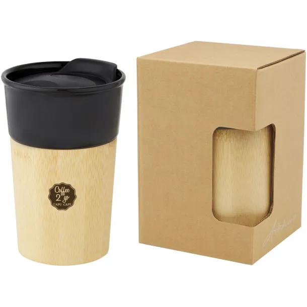 Pereira 320 ml porcelain mug with bamboo outer wall Solid black