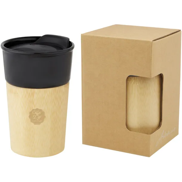 Pereira 320 ml porcelain mug with bamboo outer wall Solid black