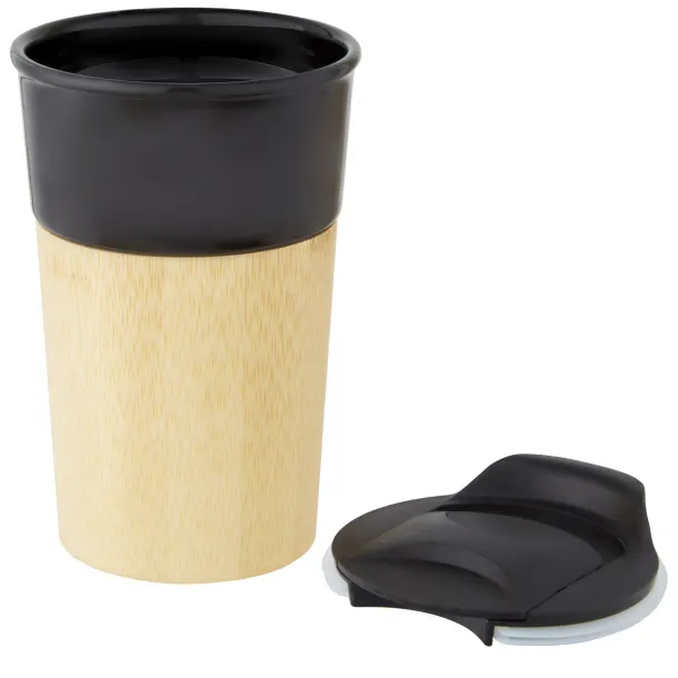 Pereira 320 ml porcelain mug with bamboo outer wall Solid black