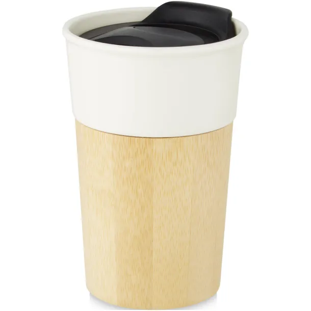 Pereira 320 ml porcelain mug with bamboo outer wall Ivory white