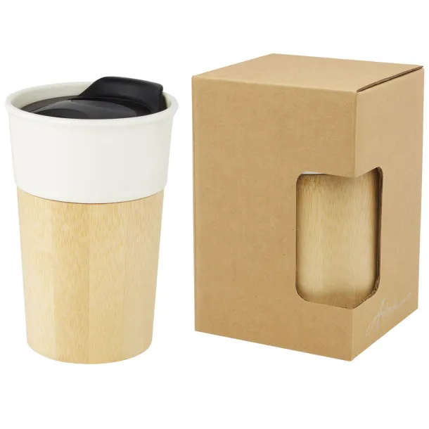 Pereira 320 ml porcelain mug with bamboo outer wall Ivory white