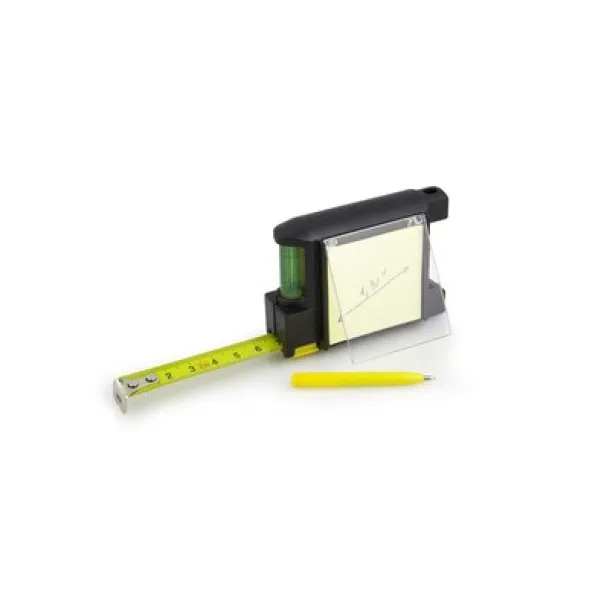  Measuring tape 2m, spirit level, memo pad, ball pen Crna