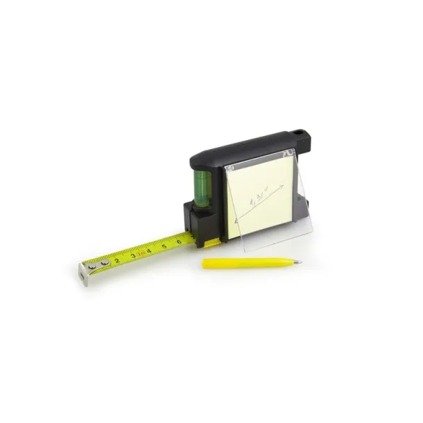  Measuring tape 2m, spirit level, memo pad, ball pen black