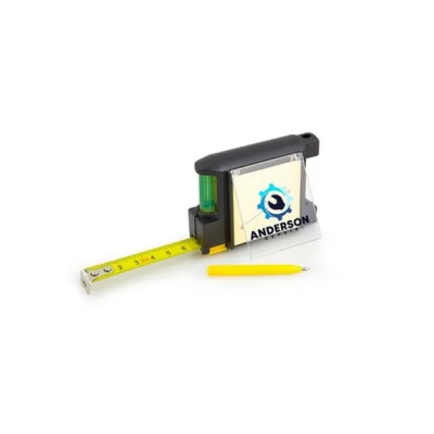  Measuring tape 2m, spirit level, memo pad, ball pen Crna