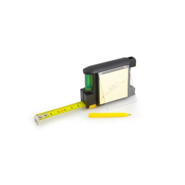  Measuring tape 2m, spirit level, memo pad, ball pen Crna