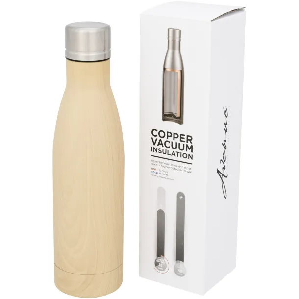 Vasa 500 ml wood-look copper vacuum insulated bottle - Avenue Brown