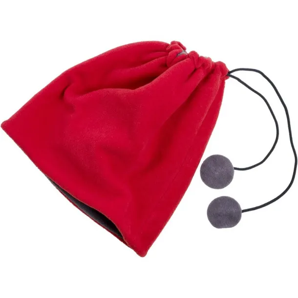  Neck warmer and hat, 2 in 1 red