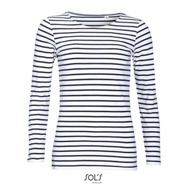  SOL'S MARINE WOMEN - LONG SLEEVE STRIPED T-SHIRT - SOL'S White Navy