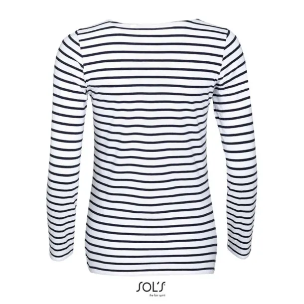  SOL'S MARINE WOMEN - LONG SLEEVE STRIPED T-SHIRT - SOL'S White Navy