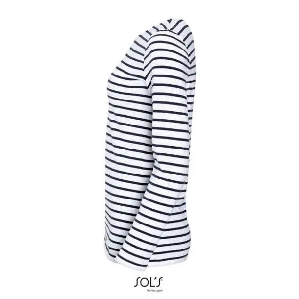  SOL'S MARINE WOMEN - LONG SLEEVE STRIPED T-SHIRT - SOL'S White Navy