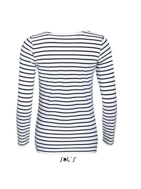  SOL'S MARINE WOMEN - LONG SLEEVE STRIPED T-SHIRT - SOL'S White Navy