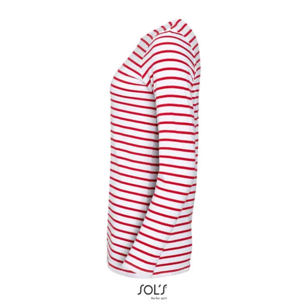  Ženska prugasta majica dugih rukava, 150 g/m2 - SOL'S Bijela Crvena