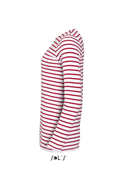  Ženska prugasta majica dugih rukava, 150 g/m2 - SOL'S Bijela Crvena