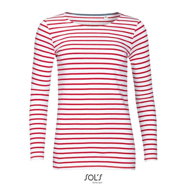  SOL'S MARINE WOMEN - LONG SLEEVE STRIPED T-SHIRT - SOL'S White Red