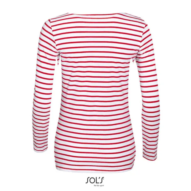  SOL'S MARINE WOMEN - LONG SLEEVE STRIPED T-SHIRT - SOL'S White Red