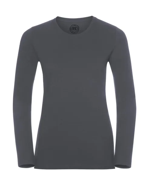  Ladies Long Sleeve HD T - Russell  Convoy Grey