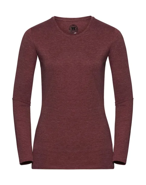  Ladies Long Sleeve HD T - Russell  Maroon Marl