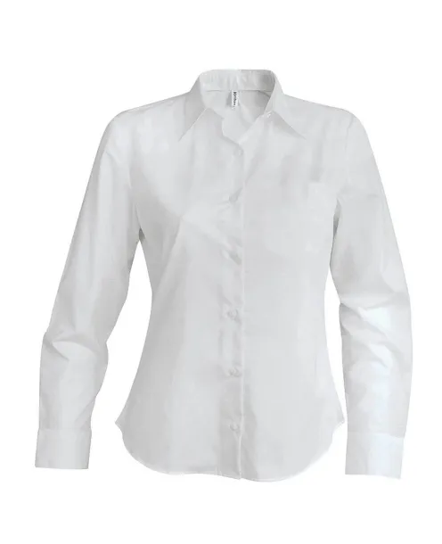  LADIES' LONG-SLEEVED OXFORD SHIRT - Kariban White