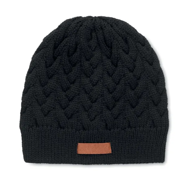 KATMAI Cable knit beanie in RPET Black