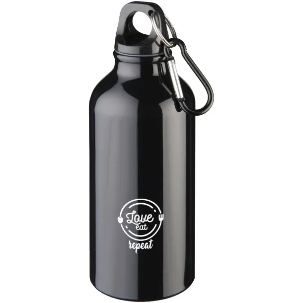 Oregon 400 ml RCS certified recycled aluminium water bottle with carabiner Solid black