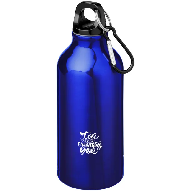 Oregon 400 ml RCS certified recycled aluminium water bottle with carabiner Blue