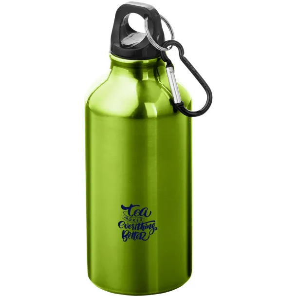 Oregon 400 ml RCS certified recycled aluminium water bottle with carabiner Apple Green