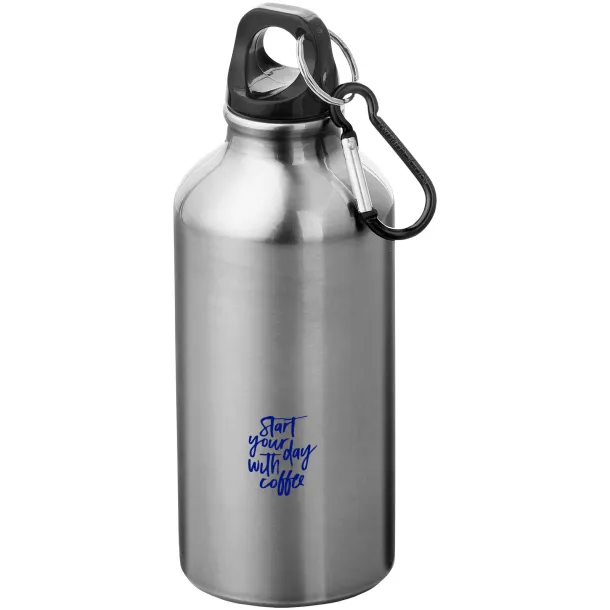 Oregon 400 ml RCS certified recycled aluminium water bottle with carabiner Silver