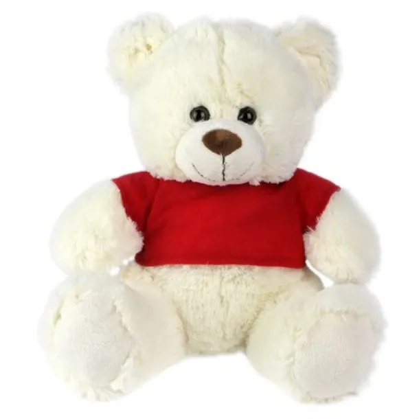 Josh White Plush teddy bear white red