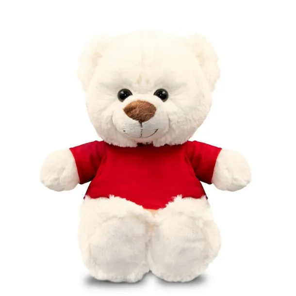 Josh White Plush teddy bear white red